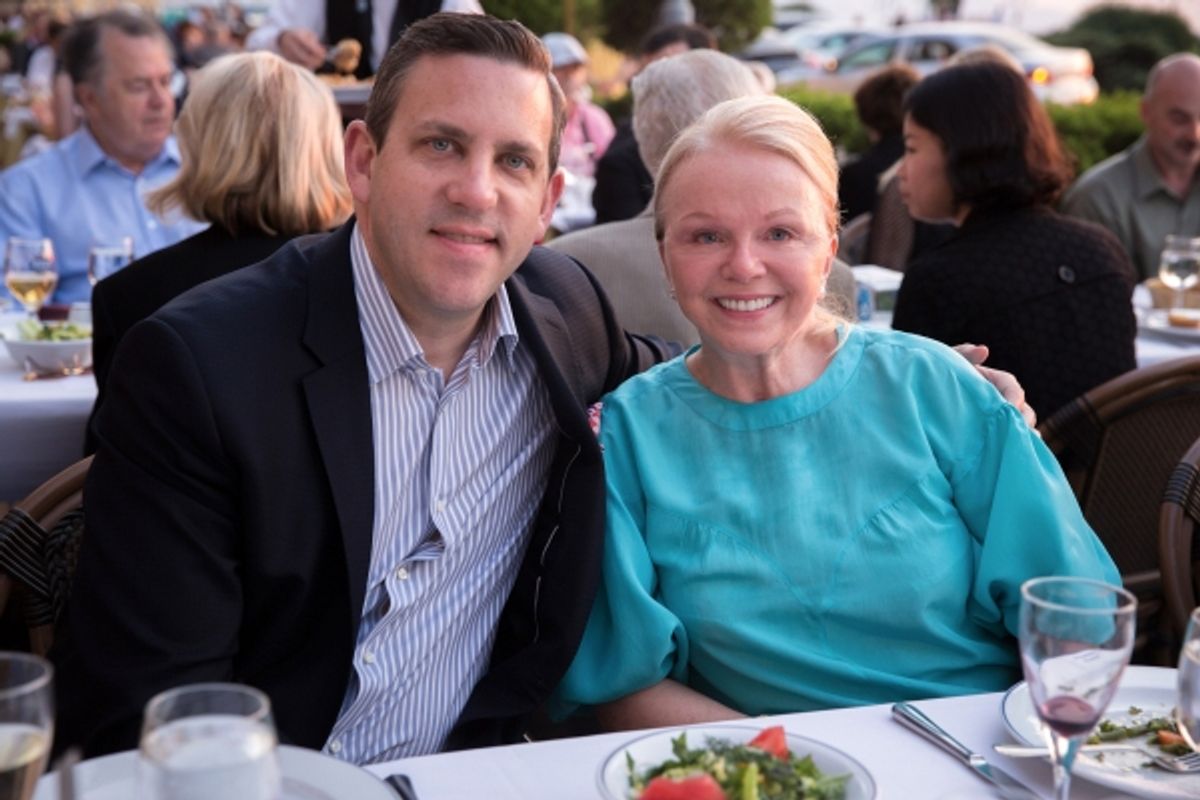 Matthew VanBesien with board member Lizabeth A. Newman at patron dinner, 7:50pm, 5/1/13. Photo by Chris Lee at 