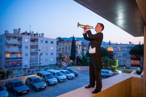 Matt Muckey poses for the camera at th balcony of the Artist''s Lounge at the Izmir concert hall before concert, 8:15pm, 5/2/13. Photo by Chris Lee @ BroadwayWorld Matt Muckey poses for the camera at th balcony of the Artist''s Lounge at the Izmir c Photo