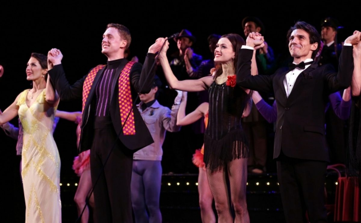Kelli Barrett, Shonn Wiley, Irina Dvorovenko, Joaquin De Lus during the closing night Curtain Call for ENCORES! production of ''On Your Toes'' at City Center in New York City on 5/12/2013.  at 