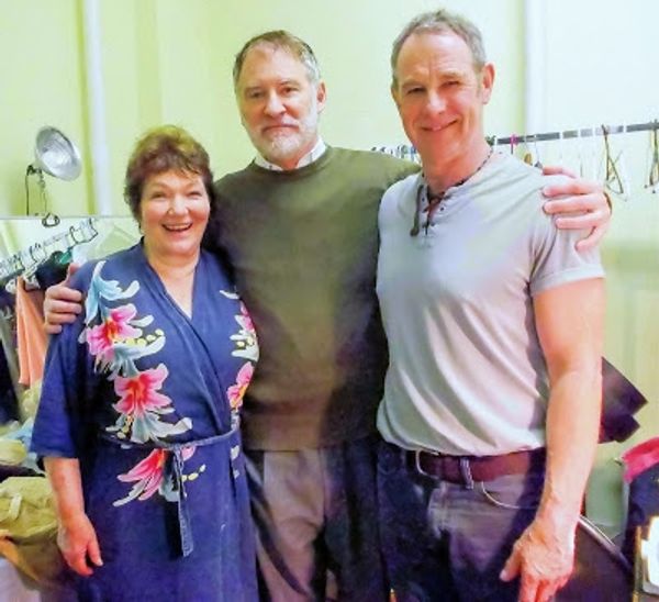 Tina Packer, Kevin Kline & NIgel Gore following a performance of ''Women of Will'' Photo