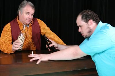 Joel Hackbarth as the narrator and Zachary Allen Farmer as Charles Bukowski Photo