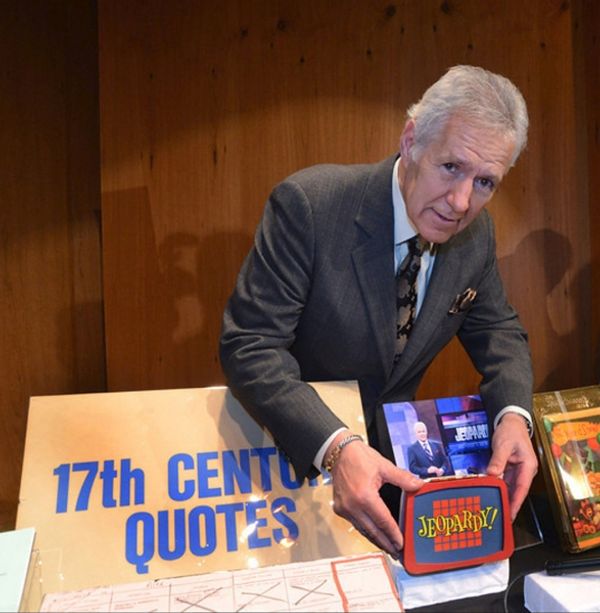 Alex Trebek with Jeopardy! items Photo