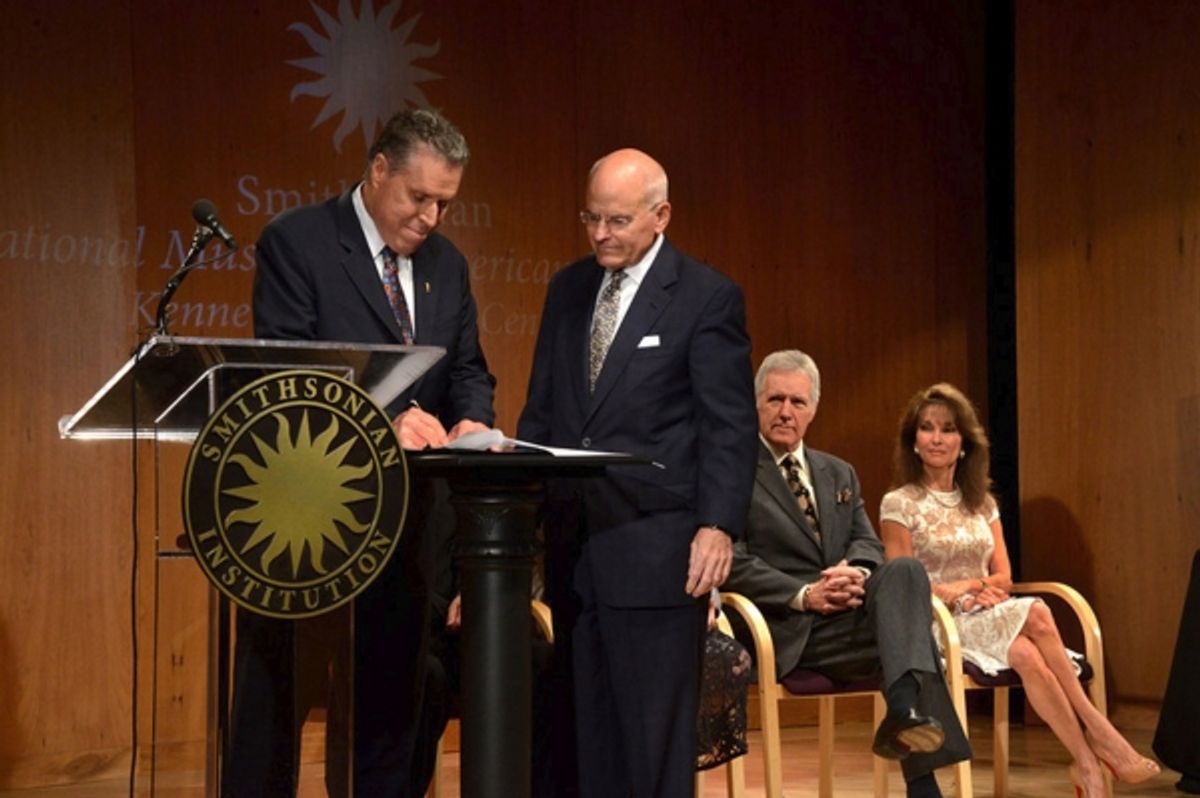 Malachy G. Wiegnes (NATAS Chairman) and John Gray (Smithsonian Director) sign agreement at 