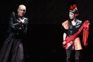 Perry Yung as Iyagu and Ai Ikeda as She-Wolf Photo