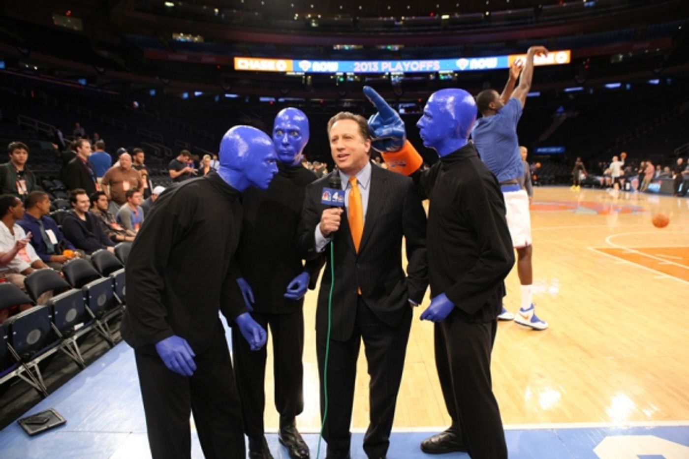Photo Flash: Blue Man Group Visits New York Knicks Game Photo Flash: Blue Man Group Visits New York Knicks Game Image
