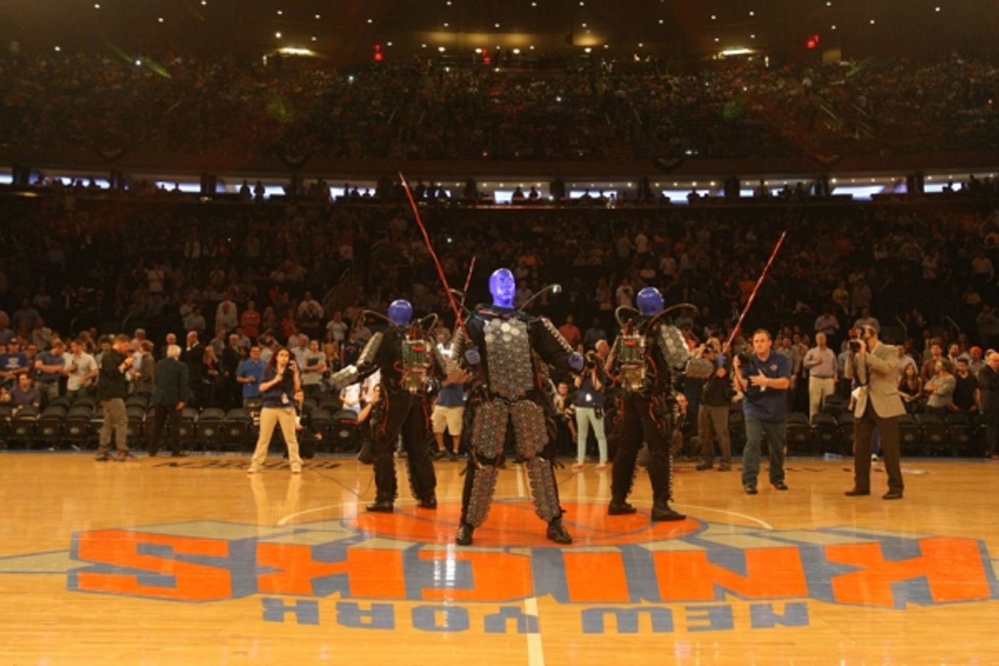 Photo Flash: Blue Man Group Visits New York Knicks Game Photo Flash: Blue Man Group Visits New York Knicks Game Image