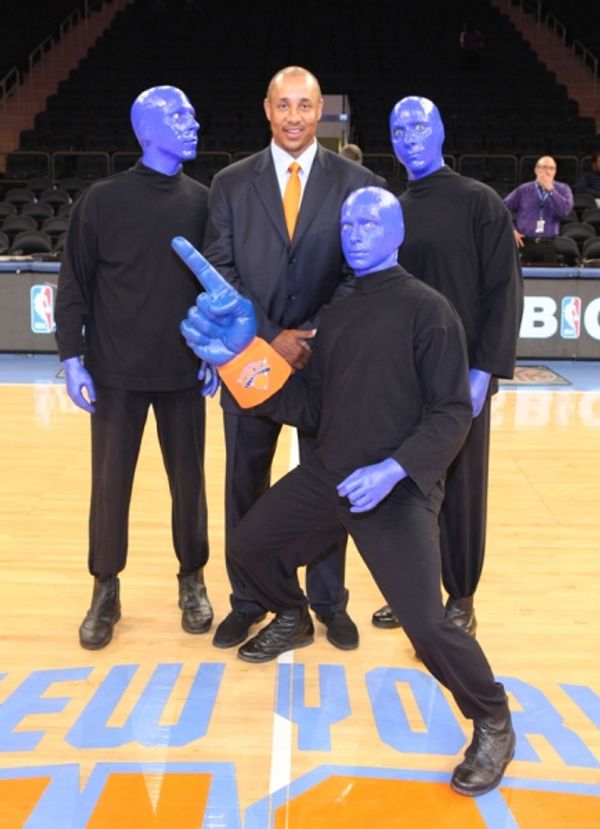 Blue Man Group with Knicks Alum John Sparks Photo