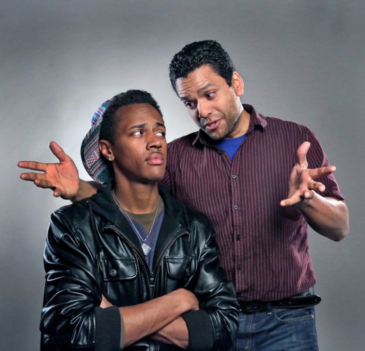 Cherubino from The Marriage of Figaro is reinvented as aspiring hip-hop star Li''l B-Man (Anthony Chatmon), shown here getting advice from Carlos MonzÃ'Â³n as the title character at 