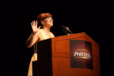 Shoshana Bean presents the Jerry Herman Award for Best Technical Crew Photo