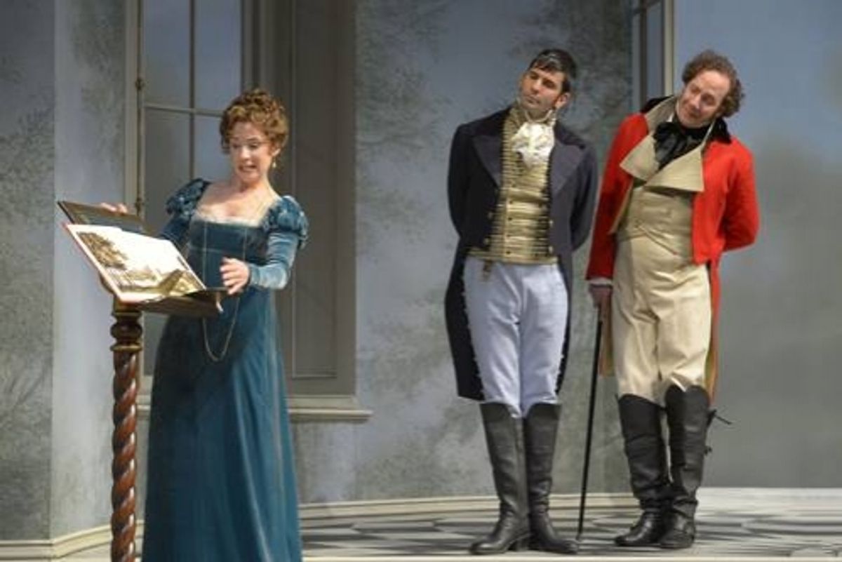 Julia Coffey (Lady Croom), Nick Gabriel (Captain Brice) and Nicholas Pelczar (Ezra Chater) at 