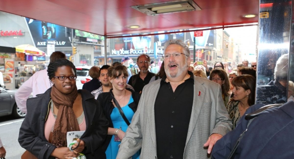 Harvey Fierstein arrives at the Brooklyn Diner at 
