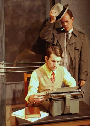 1940''s mystery novelist Stine (Scott Fleshood, L) is writing his first Hollywood screenplay based on Stone (Mark Kamish, R), his famous fictional detective @ BroadwayWorld 1940''s mystery novelist Stine (Scott Fleshood, L) is writing his first Hollywood scr Photo