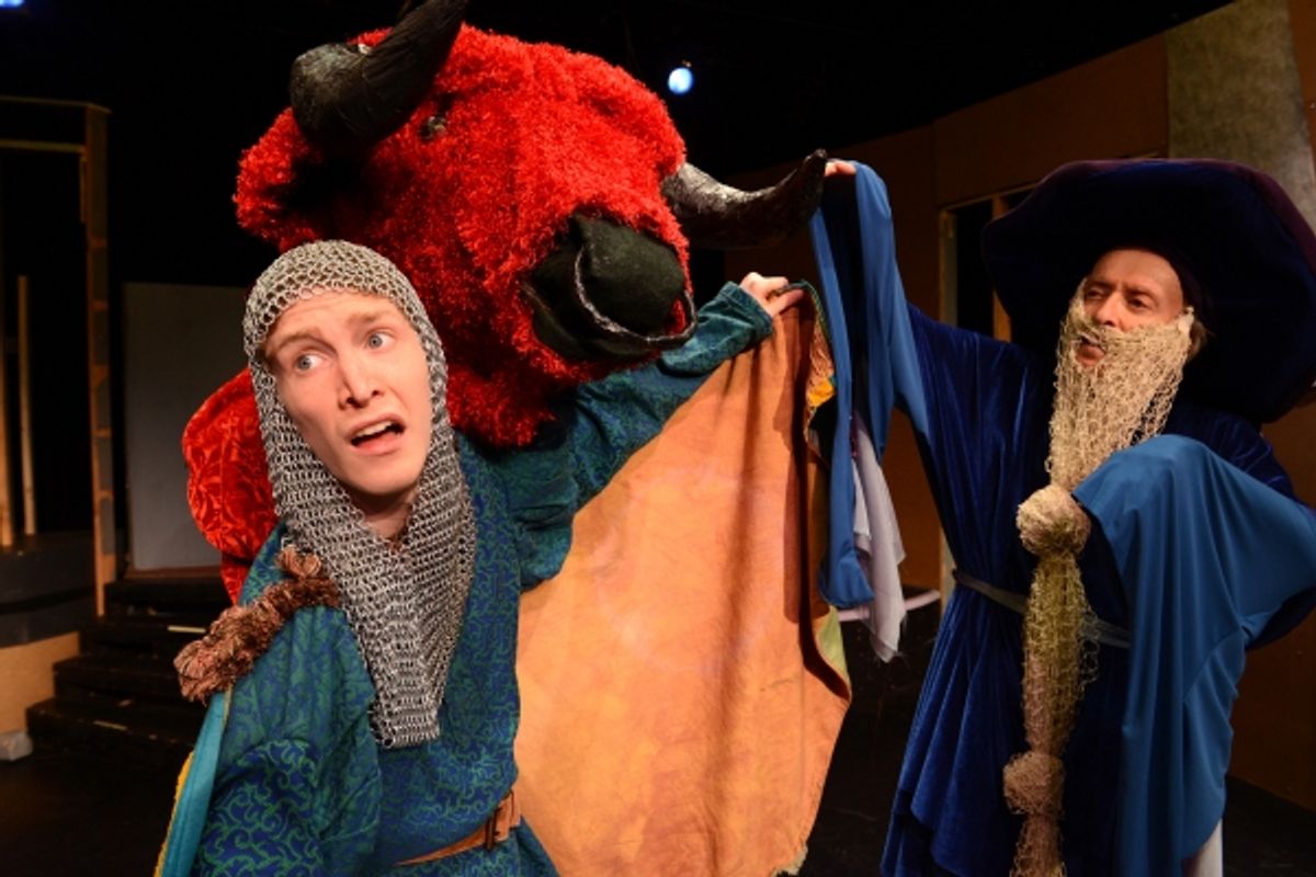 Jarrod Bates as Tom Thumb, David Elyha as Merlin at 