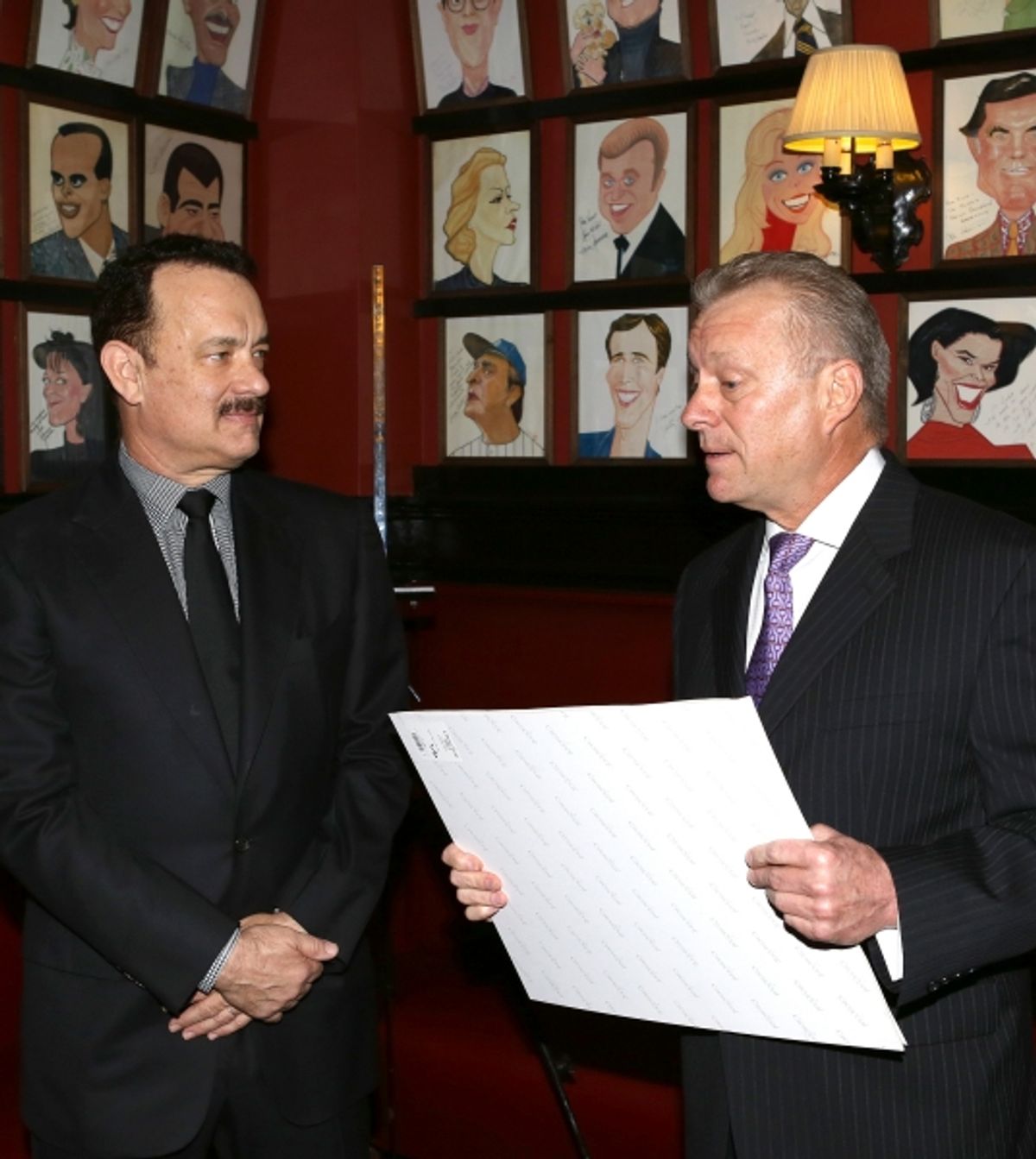 Tom Hanks with Sardi''s managing partner Max Klimavicius at 