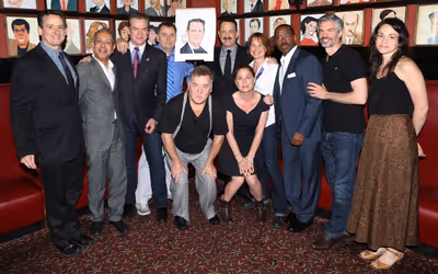 Tom Hanks with the cast of Broadway''s ''Lucky Guy''  Photo