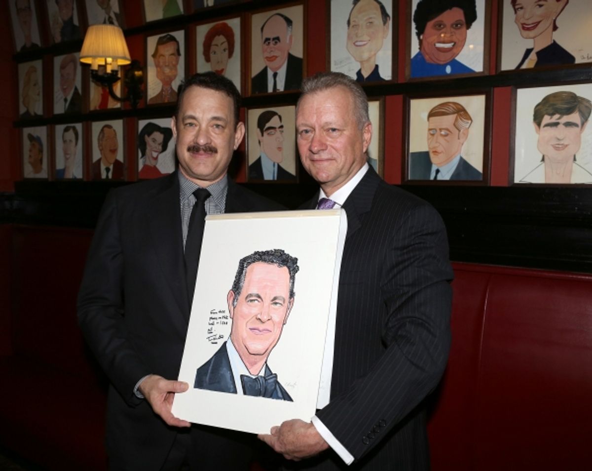 Tom Hanks with Sardi''s managing partner Max Klimavicius  at 