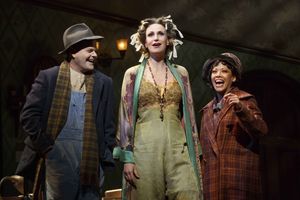 Clarke Thorell as Rooster Hannigan, Jane Lynch as Miss Hannigan and J. Elaine Marcos  Photo