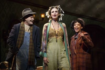 Clarke Thorell as Rooster Hannigan, Jane Lynch as Miss Hannigan and J. Elaine Marcos  Photo