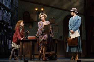 Lilla Crawford as Annie, Jane Lynch as Miss Hannigan and Brynn O''Malley as Grace Far Photo