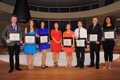Local CBS News 8 anchor and Globe Honors emcee Marcella Lee (center) with the winners Photo