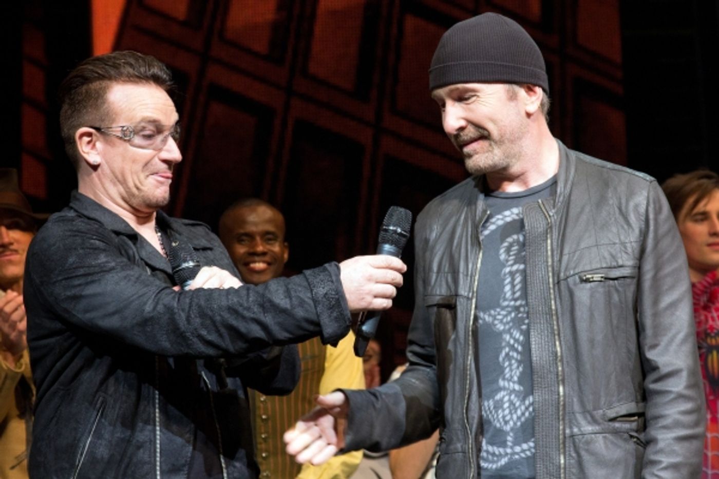 Photo Coverage: Bono & The Edge Join SPIDER-MAN Cast to Celebrate 1000 Performances on Broadway! Image