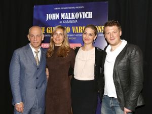 John Malkovich and singers Sophie Klussmann, Kirsten Blaise and Daniel Schmutzhard @ BroadwayWorld John Malkovich and singers Sophie Klussmann, Kirsten Blaise and Daniel Schmutzhard Photo