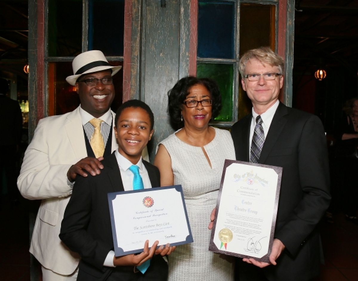Cast members Trent Armand Kendall, Deandre Sevon, City Councilwoman Jan Perry and CTG Managing Director Edward L. Rada at 