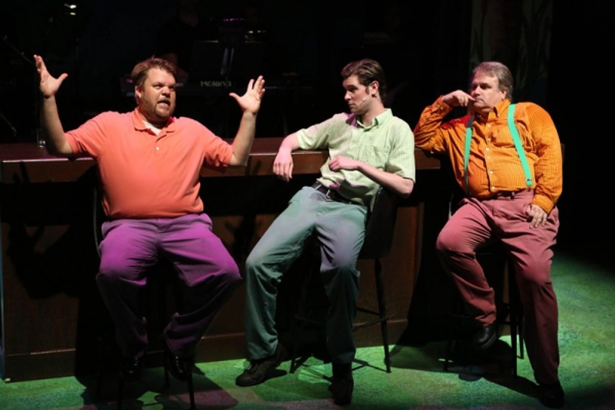 Nicholas Kelly, Ryan Foizey, and Joel Hackbarth as three hipsters at 