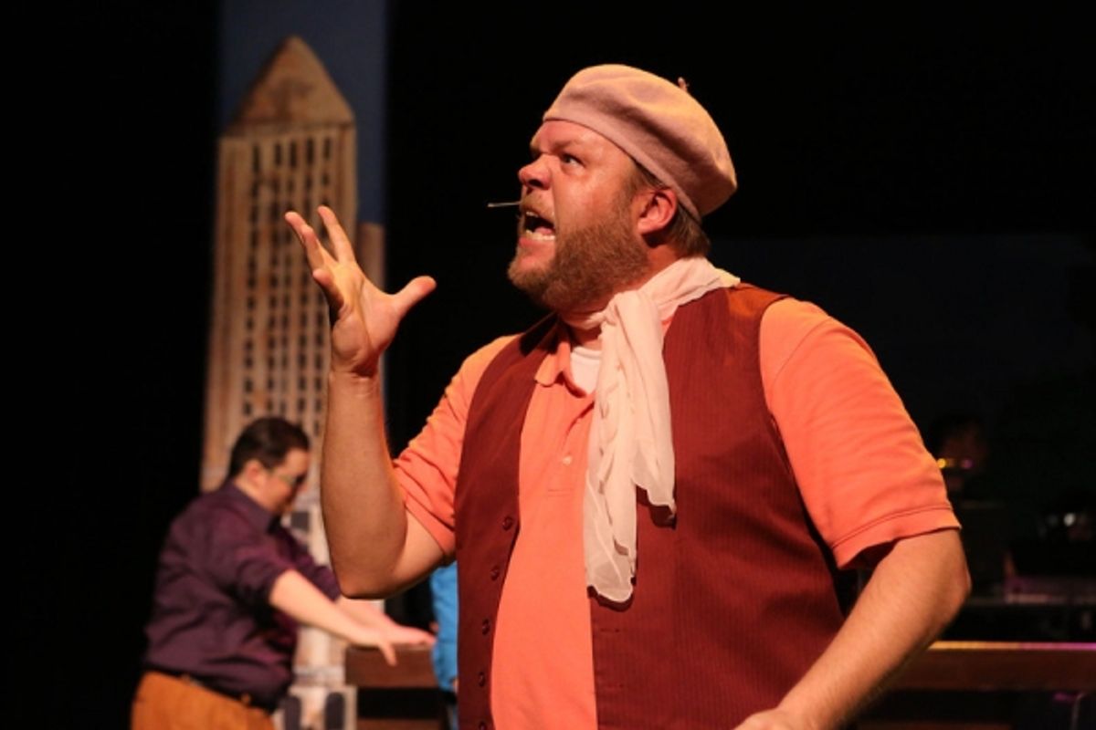 Nicholas Kelly as French film director Barbet Schroeder, singing, ''Through a Glass, Barfly'' at 