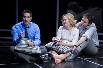 New York bachelor Bobby (Matthew Scott; left) calms his restless mind alongside Jenny Photo