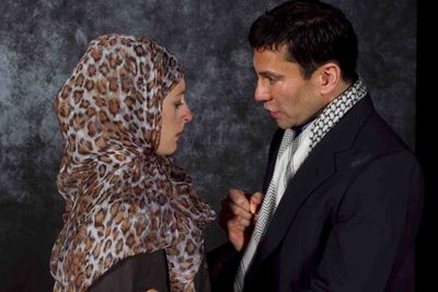 Kim Stephenson as Woman and Rudy Guerrero* as Man and in ''Seven Palestinian Children Photo