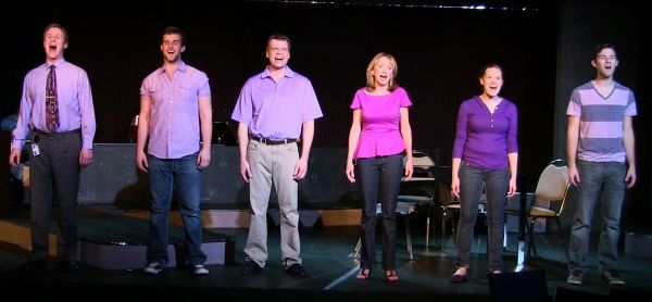 The cast of Next to Normal (Richard Payton, Nathan Larkins, John DeMerell, Diane Hill Photo