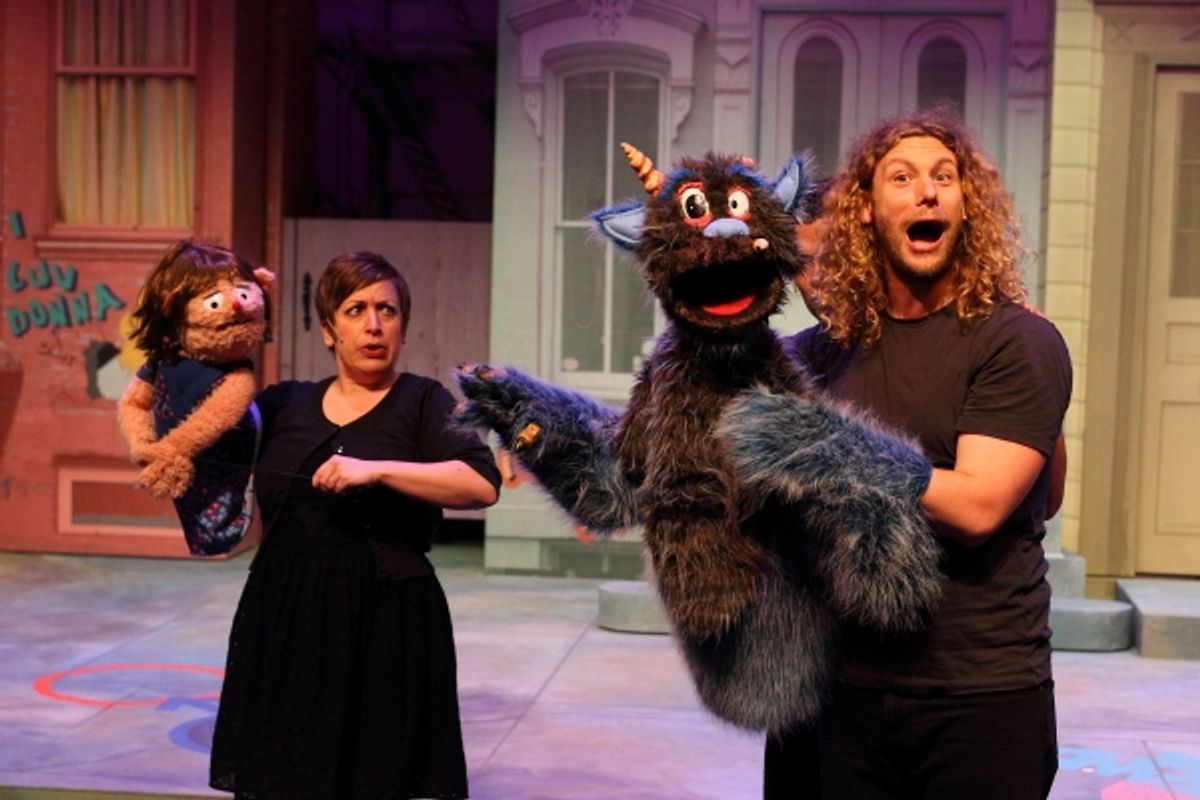 Katie Pees with Ã¢â‚¬Å“Kate MonsterÃ¢â‚¬Â and Brett Travis and Andrew Ian Adams with Ã¢â‚¬Å“Trekkie MonsterÃ¢â‚¬Â at 