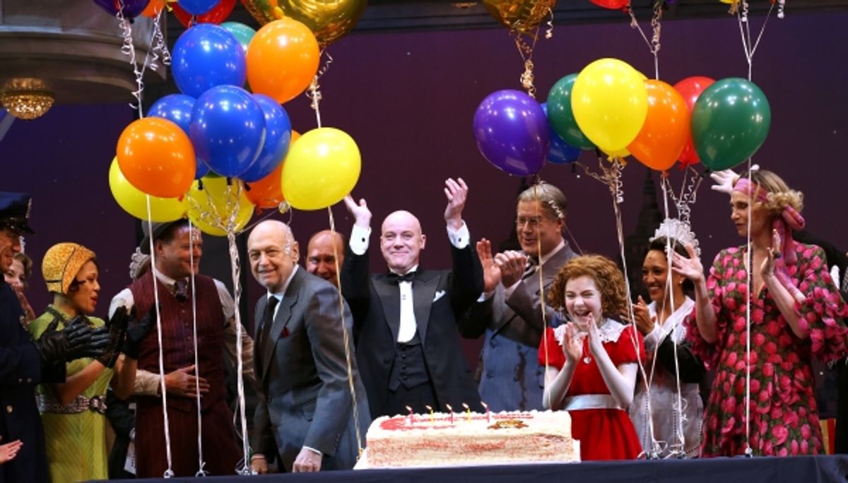 Charles Strouse, J. Elaine Marcos, Clarke Thorell, Anthony Warlow, Charles Strouse, Merwin Foard, Lilla Crawford, Jane Lynch & the cast  at 