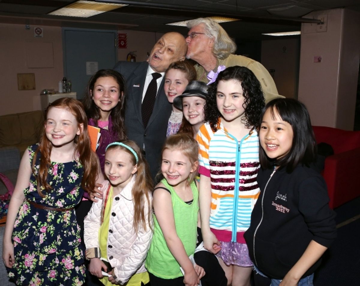 Charles Strouse, Martin Charnin, Lilla Crawford & the young cast members  at 