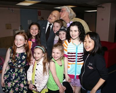 Charles Strouse, Martin Charnin, Lilla Crawford & the young cast members  Photo