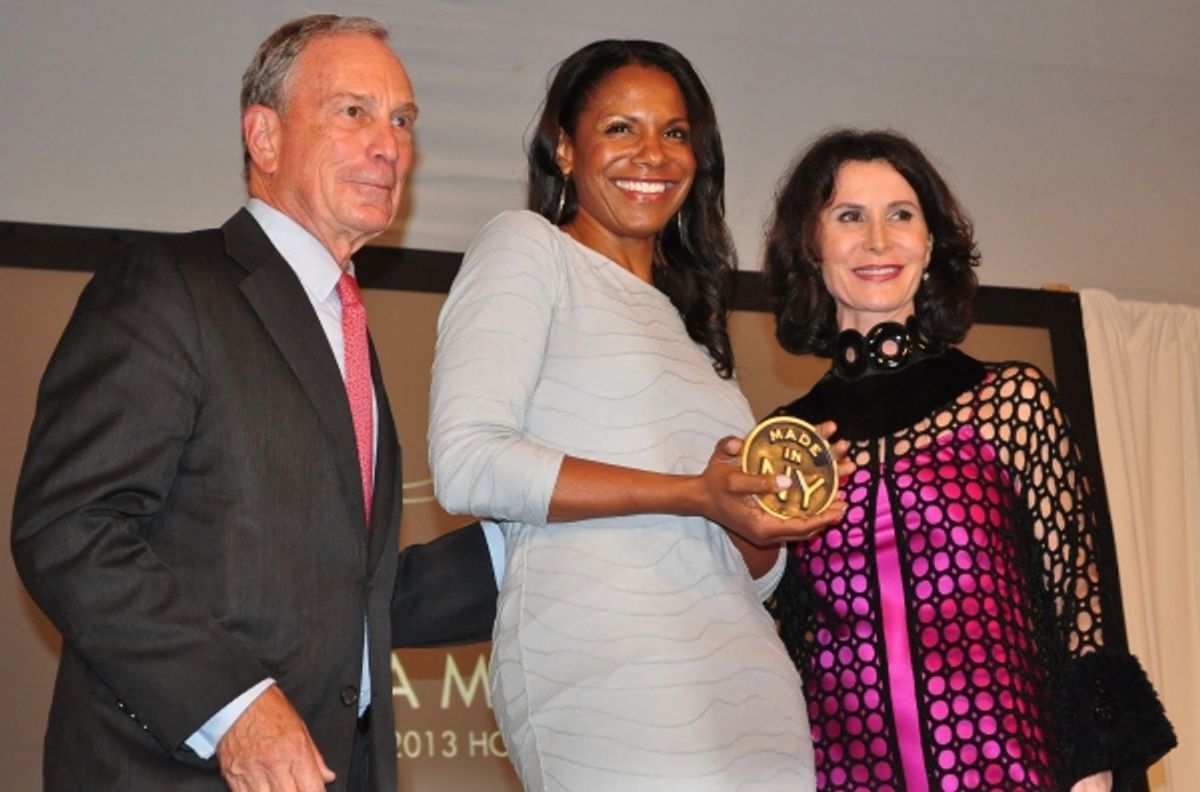 Mayor Michael Bloomber, Audra McDonald, Commissioner Katherine Oliver at 