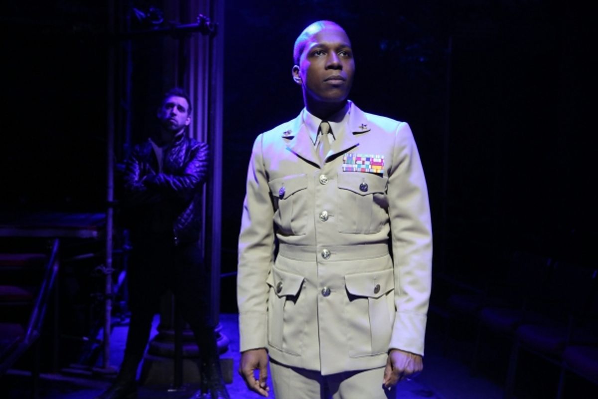 Matt Sax and Leslie Odom Jr. in the Public Lab musical Venice, with book by Eric Rosen, music by Matt Sax, lyrics by Matt Sax and Eric Rosen, additional music by Curtis Moore, choreography by Chase Brock and directed by Eric Rosen, running at The Public T at 