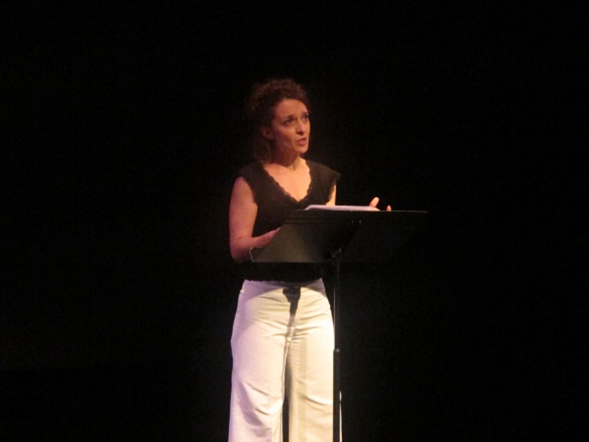 Cristina Spina reads an excerpt from ''Una Madre'' in a tribute to recently deceased playwright Franca Rame. at 