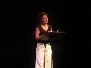 Cristina Spina reads an excerpt from ''Una Madre'' in a tribute to recently deceased  Photo
