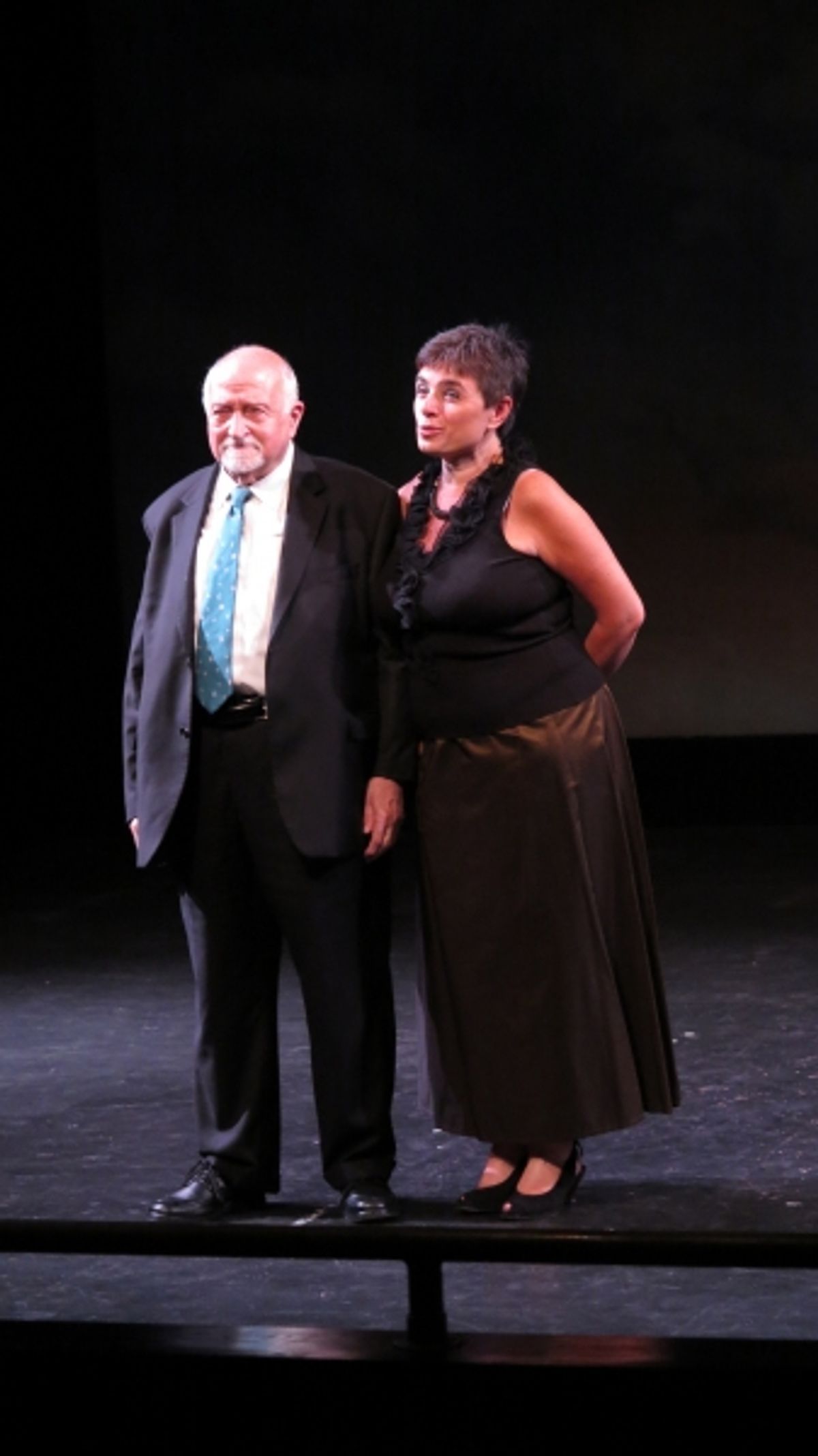 Famed playwright Mario Fratti embraces Laura Caparotti, Founder and Artistic Director of ''In Scena! Italian Theater Festival NY,'' a celebration of Italian theatre taking place in all five boroughs. at 