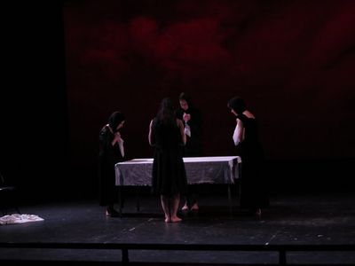 Macy Sullivan, Lauren Ohmer, Emily Vestch, and Alice Pechue perform ''Entroterra,'' a Photo