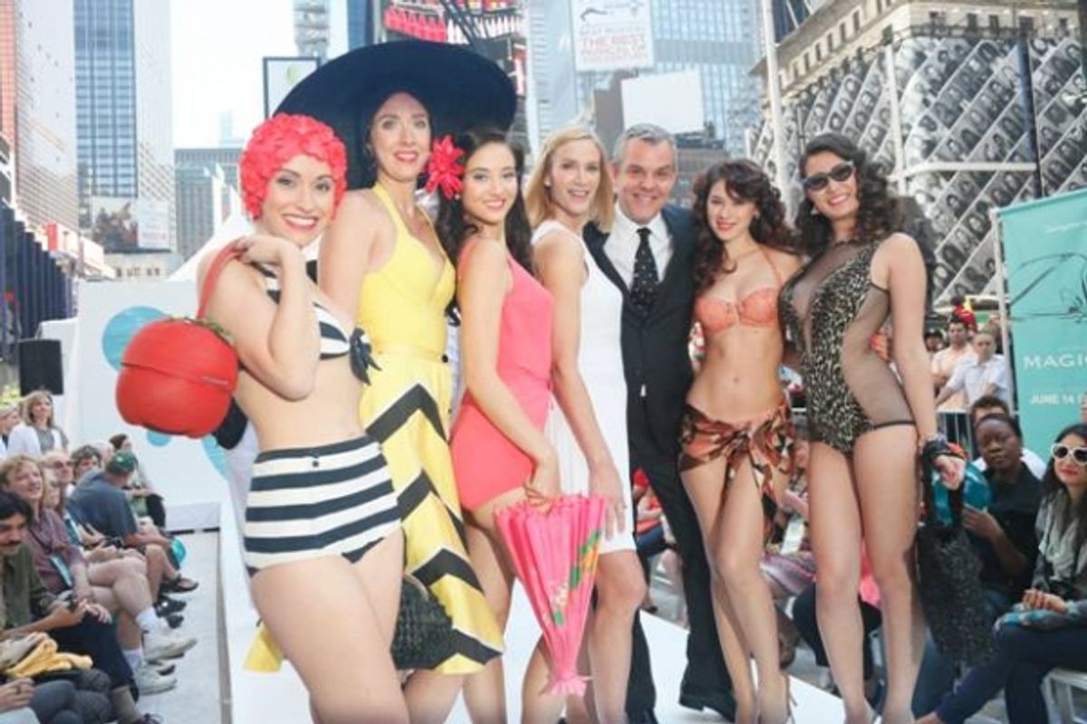 Miami Beach invades Times Square! On Wednesday, June 12th the popular Starz drama, Ã¢â‚¬Å“Magic City,Ã¢â‚¬Â transformed Times Square into 1959 Miami Beach, complete with bathing beauties, cabana boys and a vintage car. Stars of the hit series, Kelly Lync at 