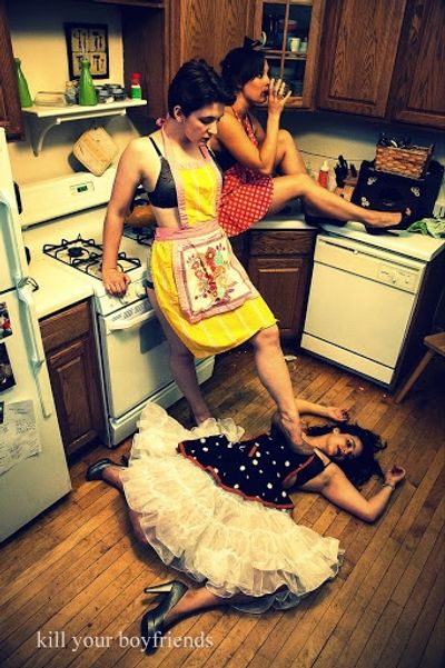 Karen Vance (floor), Sarah Goldberg, and Carmen Molina Photo