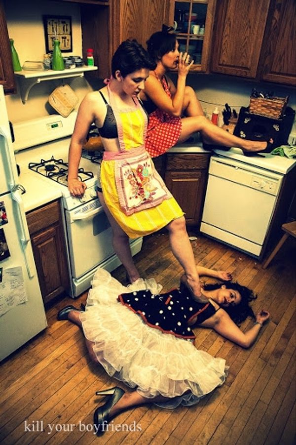 Karen Vance (floor), Sarah Goldberg, and Carmen Molina Photo