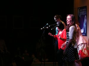 Marla Mindelle, Ann Harada, Harriet Harris and Laura Osnes Photo