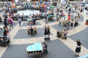 Sing for Hope co-founders Monica Yunus, center right, and Camille Zamora, center left, celebrate the conclusion of the Sing for Hope Pianos project @ BroadwayWorld Sing for Hope co-founders Monica Yunus, center right, and Camille Zamora, center left Photo