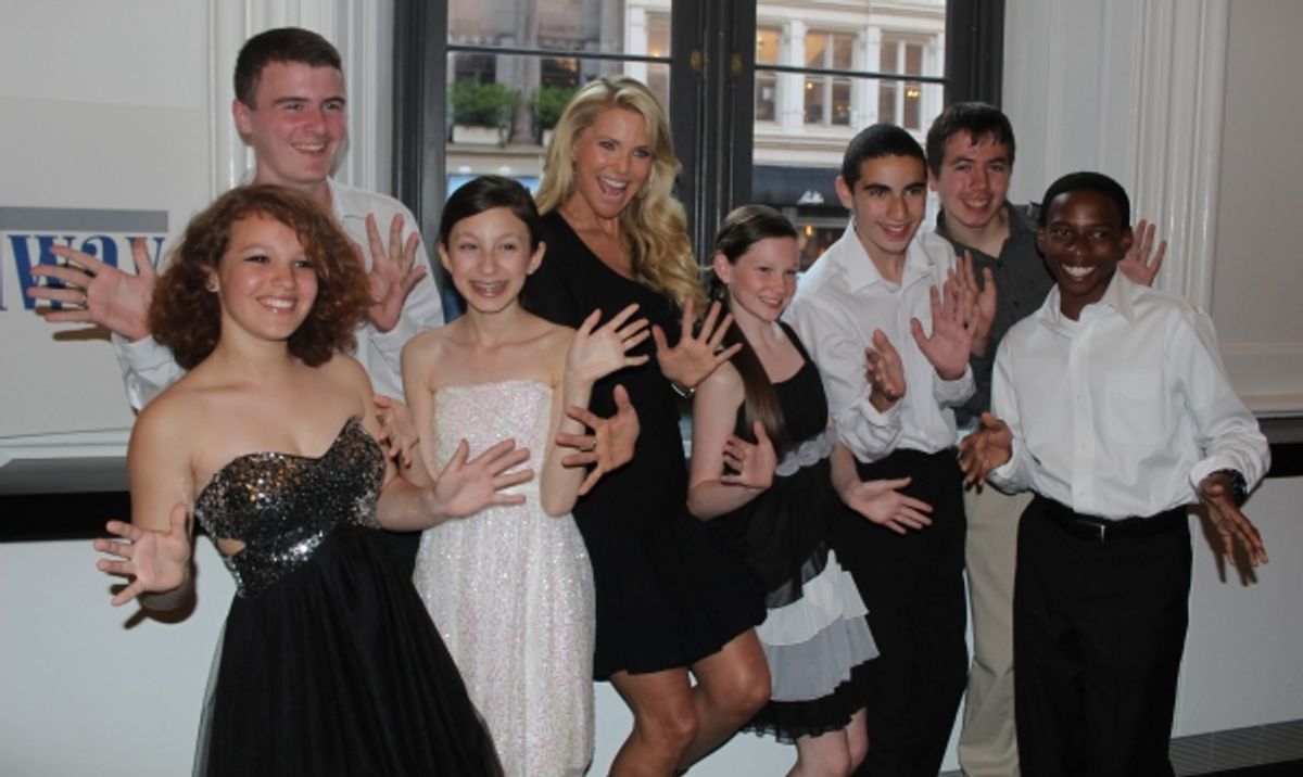Christie Brinkley and students from Marine Park IS 278 Brooklyn at 