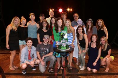 Lindsay Mendez; Derek Klena; Katie Rose Clarke with the ensemble cast  Photo