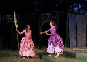 Rosalind played by Caralyn Kozlowski and Celia played by Maria Tholl. Photo
